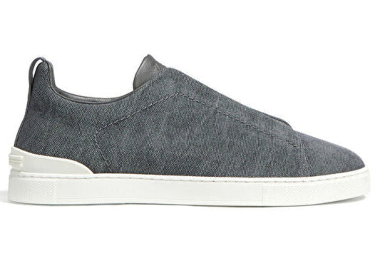 Zegna Triple Stitch Canvas Slip-On Sneakers Casual Slip-On Sneakers UAE