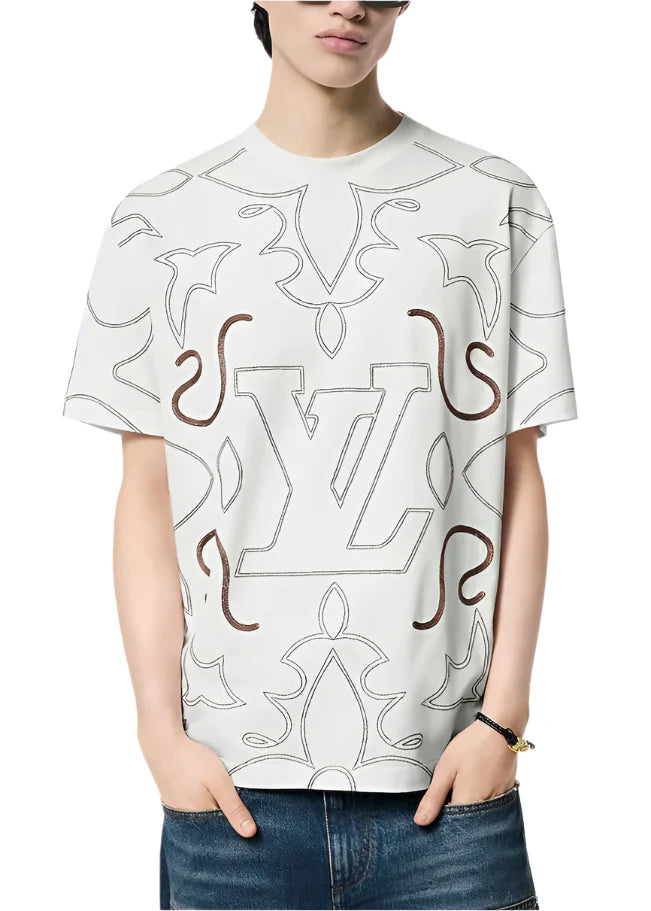 Louis Vuitton Embroidered Cotton T-Shirt Luxury Embroidered Tee UAE