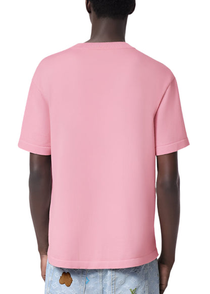 LV Embroidered Signature Short-Sleeved Cotton Crewneck "Pink" Trendy Tee UAE
