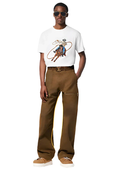 LV Graphic Embroidered Cotton T-Shirt Premium Graphic Tee UAE