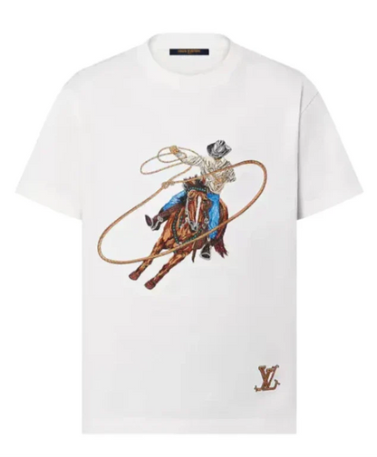 LV Graphic Embroidered Cotton T-Shirt Premium Graphic Tee UAE