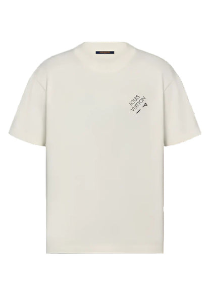 LV Embroidered Signature Short-Sleeved Cotton Crewneck "White" Classic Cotton Tee UAE