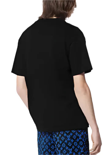 LV Embroidered Signature Short-Sleeved Cotton Crewneck "Black" Designer Logo Tee UAE