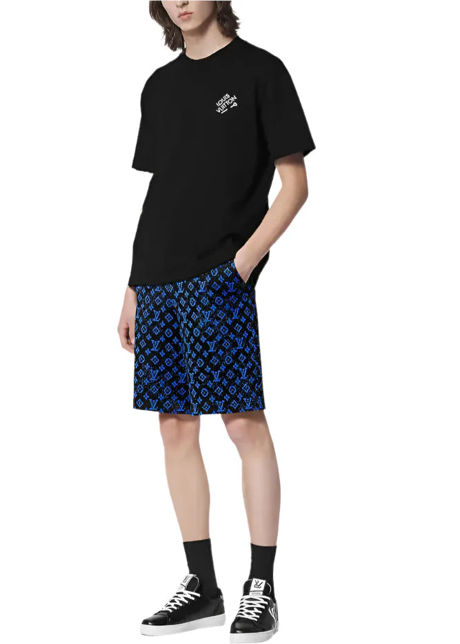 LV Embroidered Signature Short-Sleeved Cotton Crewneck "Black" Designer Logo Tee UAE