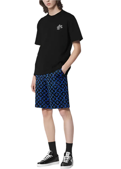 LV Embroidered Signature Short-Sleeved Cotton Crewneck "Black" Designer Logo Tee UAE