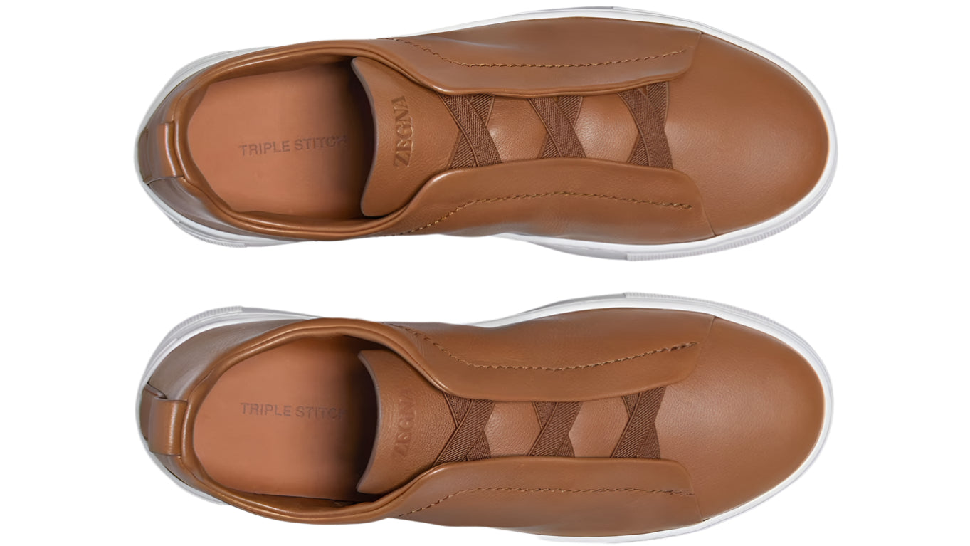 Zegna Triple Stitch Leather Sneakers