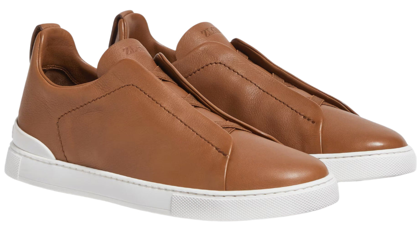Zegna Triple Stitch Leather Sneakers