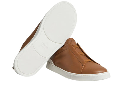 Zegna Triple Stitch Leather Sneakers