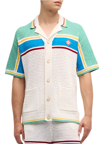 Casablanca Crocheted Cotton Tennis Shirt Designer Knit Shirt UAE
