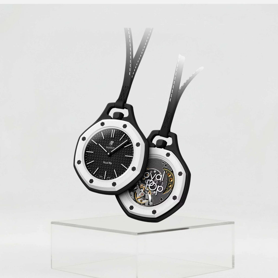 Audemars Piguet x Swatch
OCHO NEGRO - The Royal Pop
Black & White Bioceramic Pocket Watch