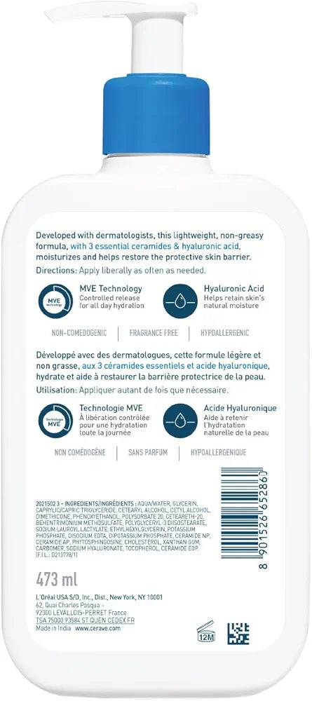 Cerave Moisturizing Lotion for Normal to Dry Skin with Hyaluronic Acid
