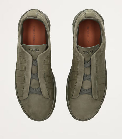 Zegna Crocodile Leather Triple Stitch SECONDSKIN Sneakers Elitezyro