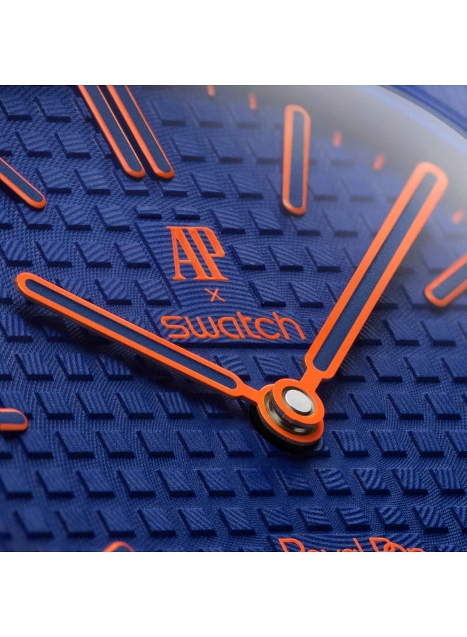 Audemars Piguet x Swatch
ORENJI HACHI - The Royal Pop 
Navy & Orange Bioceramic Pocket Watch · Lépine