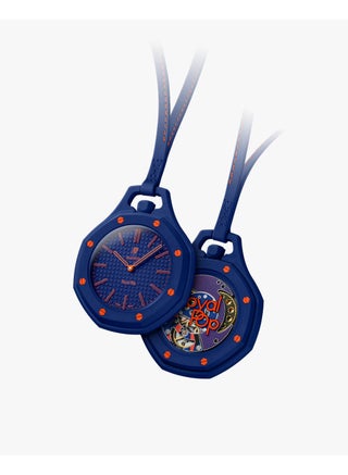 Audemars Piguet x Swatch
ORENJI HACHI - The Royal Pop 
Navy & Orange Bioceramic Pocket Watch · Lépine
