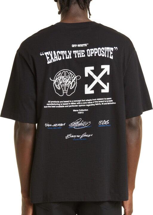 Off-White Exactly The Opposite Logo Embroidery Black T-Shirt Premium Streetwear UAE