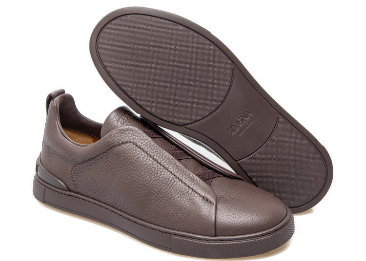 Zegna Triple Stitch Leather Sneakers