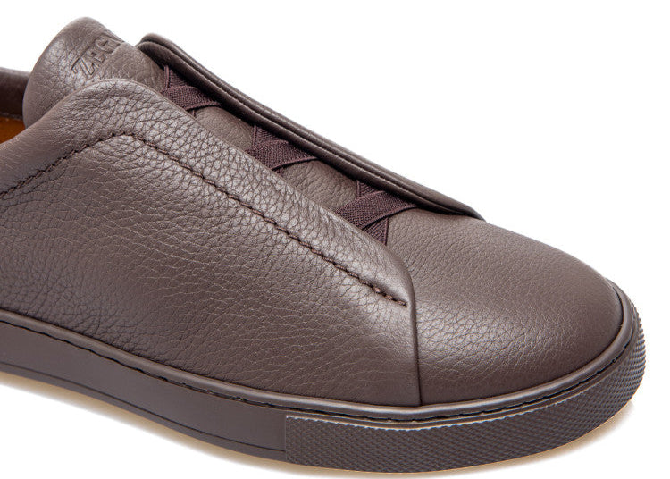Zegna Triple Stitch Leather Sneakers
