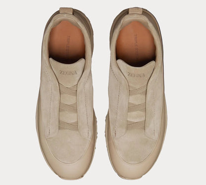 Zegna Triple Stitch Suede Sneakers "Light Taupe" Neutral Sneakers UAE