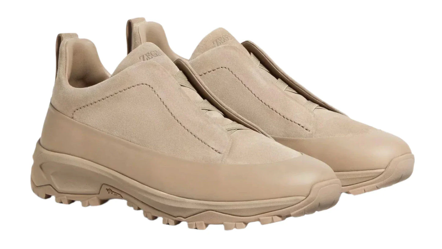 Zegna Triple Stitch Suede Sneakers "Light Taupe" Neutral Sneakers UAE