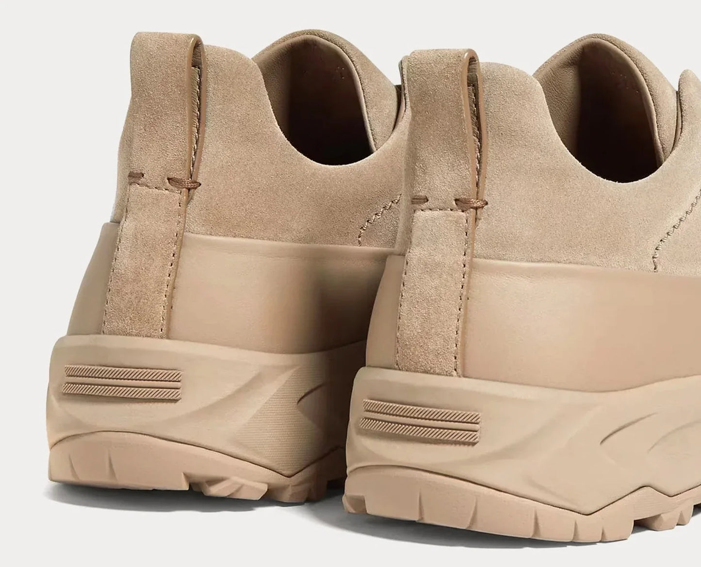 Zegna Triple Stitch Suede Sneakers "Light Taupe" Neutral Sneakers UAE