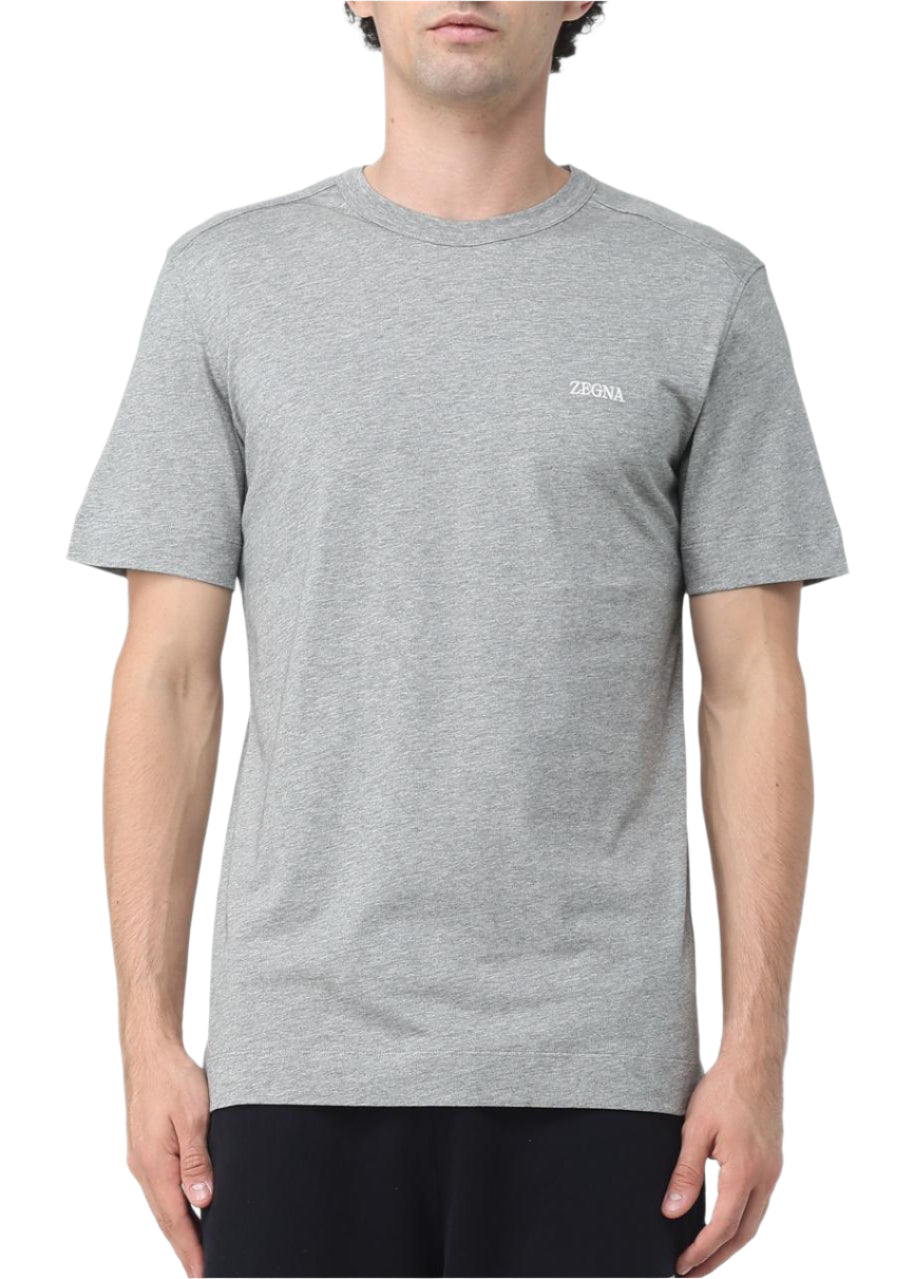 Zegna Grey Cotton T-Shirt Casual Essential Tee UAE