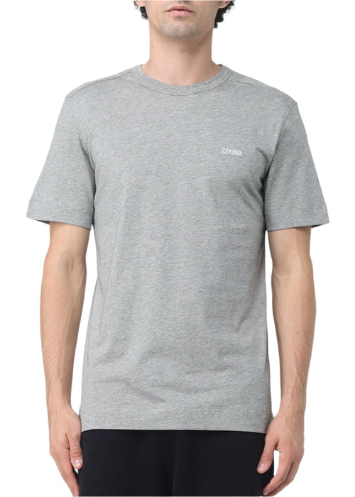 Zegna Grey Cotton T-Shirt Casual Essential Tee UAE