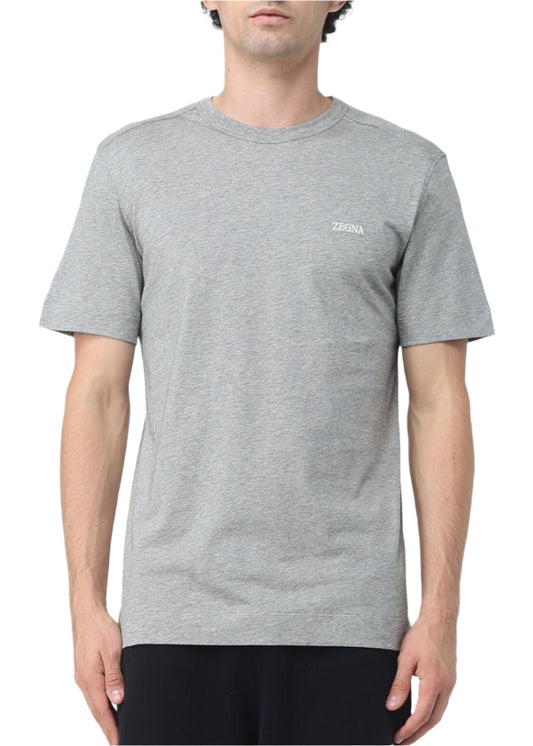 Zegna Grey Cotton T-Shirt Casual Essential Tee UAE
