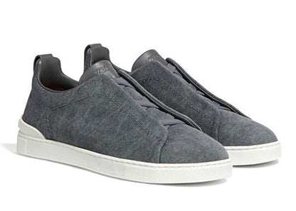 Zegna Triple Stitch Canvas Slip-On Sneakers Casual Slip-On Sneakers UAE